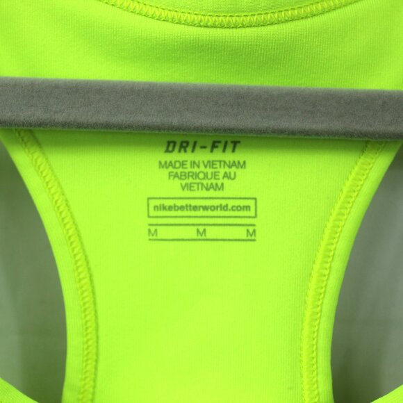 Nike Dri Fit Women's Sports Bra Size Medium Lime Green Neon Athletic Top - Picture 2 of 3